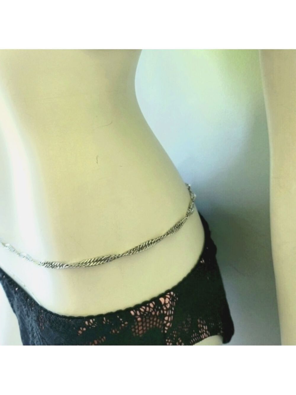 Twisted Silver Color Chain Necklace 30"